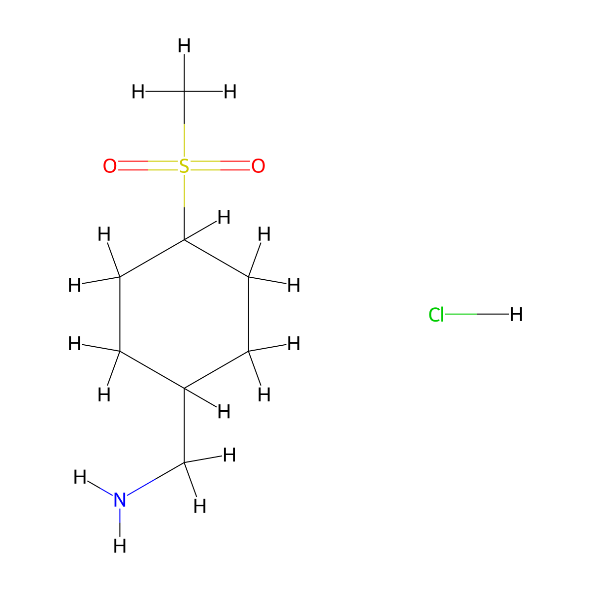 (4-Methanesulfonylcyclohexyl)methanamine hydrochloride molecular structure, CAS 2126162-56-7