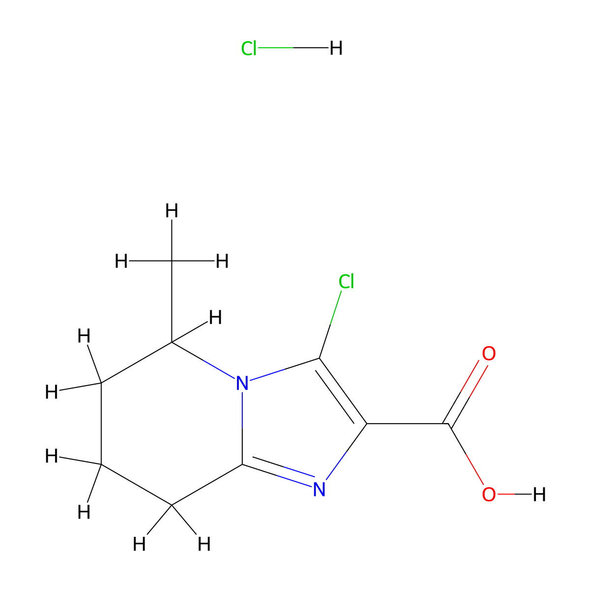 3-chloro-5-methyl-5H,6H,7H,8H-imidazo[1,2-a]pyridine-2-carboxylic acid hydrochloride molecular structure, CAS 2126162-61-4