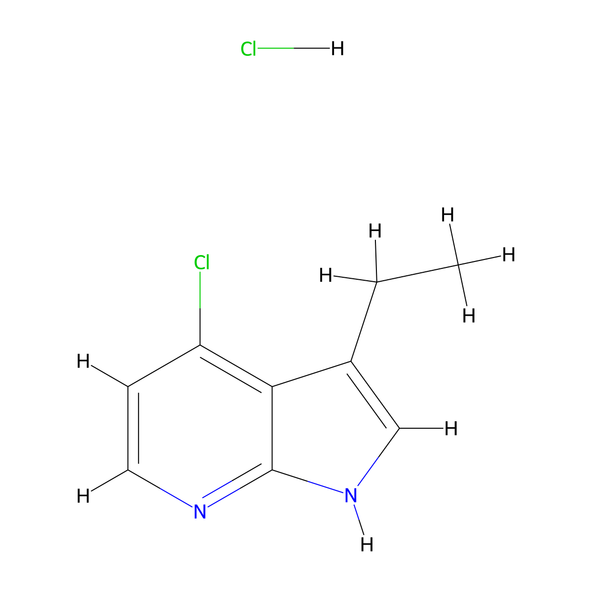 4-chloro-3-ethyl-1H-pyrrolo(2,3-b)pyridine hydrochloride molecular structure, CAS 2126162-66-9