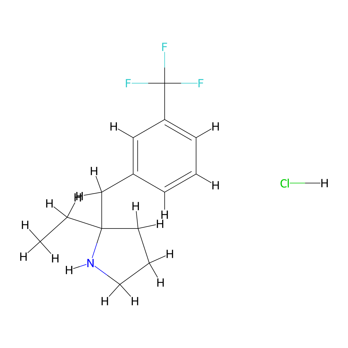 2-Ethyl-2-{[3-(trifluoromethyl)phenyl]methyl}pyrrolidine hydrochloride molecular structure, CAS 2126162-70-5