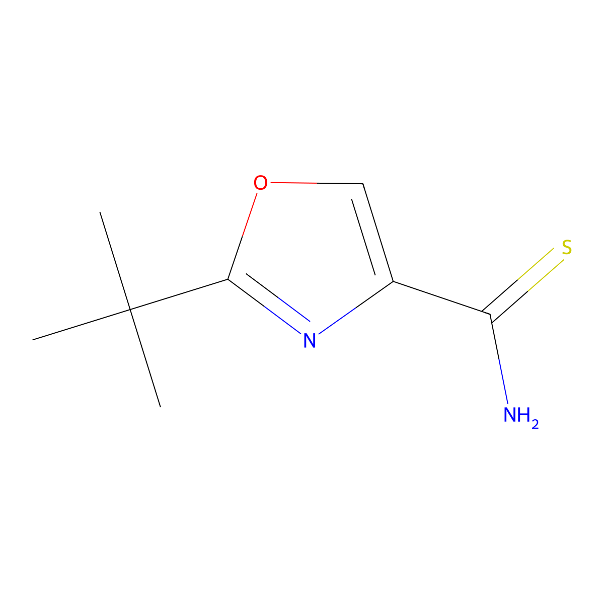 2-tert-Butyl-1,3-oxazole-4-carbothioamide molecular structure, CAS 2126162-74-9