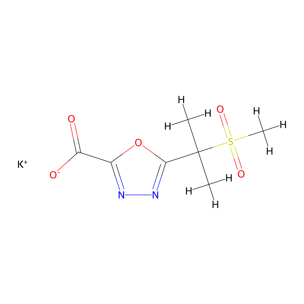 Potassium 5-(2-methanesulfonylpropan-2-yl)-1,3,4-oxadiazole-2-carboxylate molecular structure, CAS 2126162-82-9
