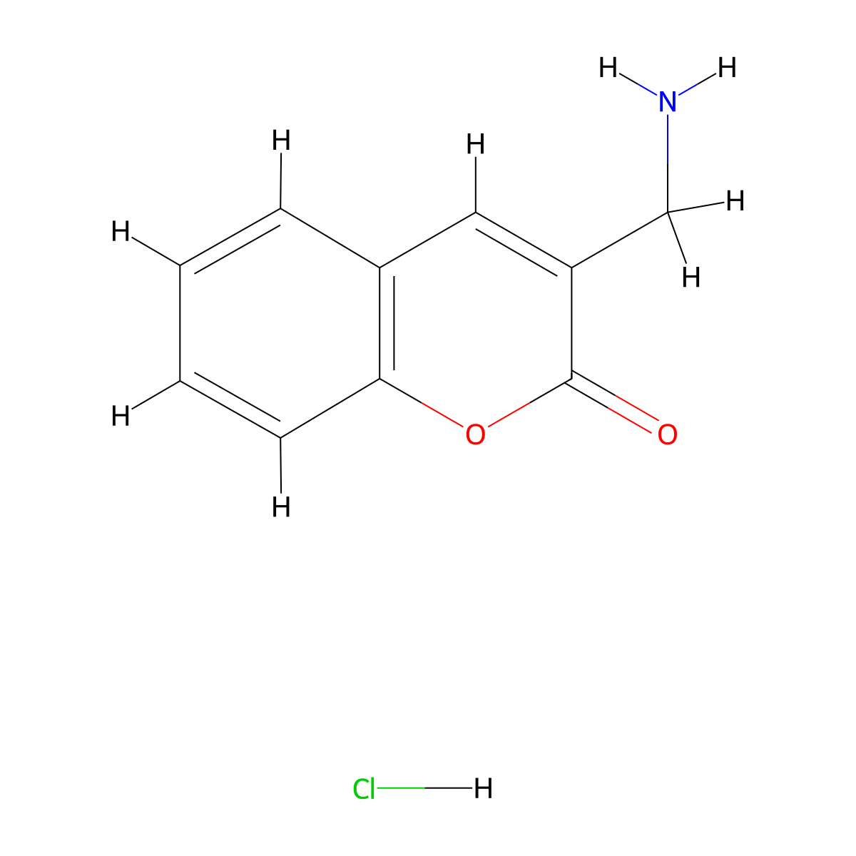 3-(aminomethyl)-2H-chromen-2-one hydrochloride molecular structure, CAS 2126162-85-2