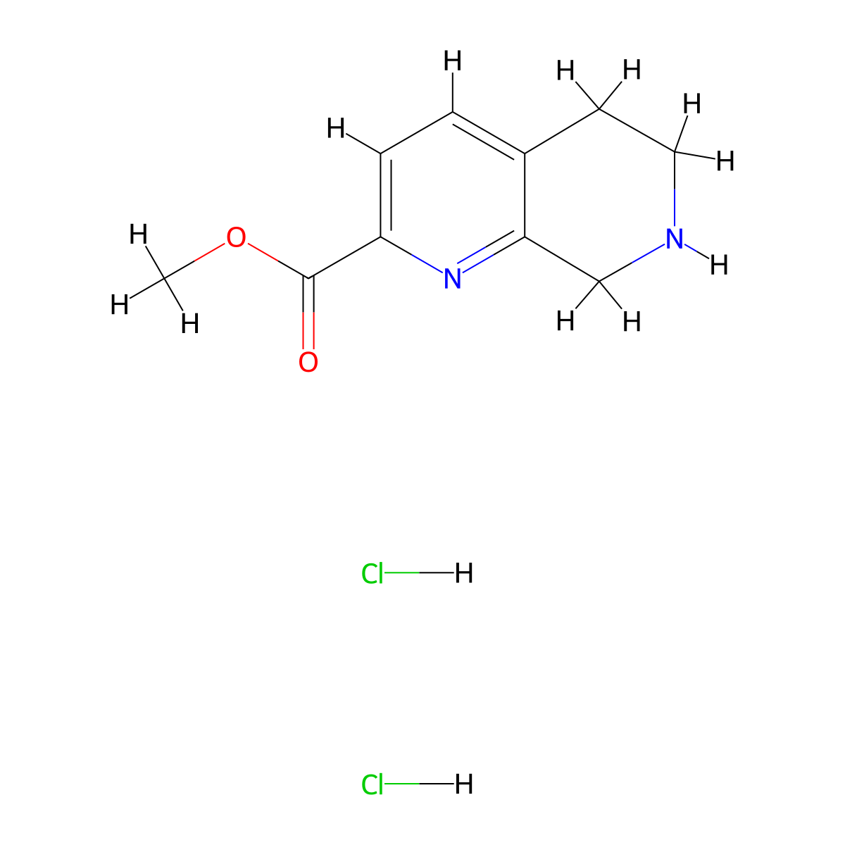 Methyl 5,6,7,8-tetrahydro-1,7-naphthyridine-2-carboxylate dihydrochloride molecular structure, CAS 2126162-88-5