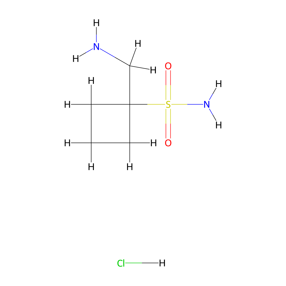 1-(Aminomethyl)cyclobutane-1-sulfonamide hydrochloride molecular structure, CAS 2126162-91-0