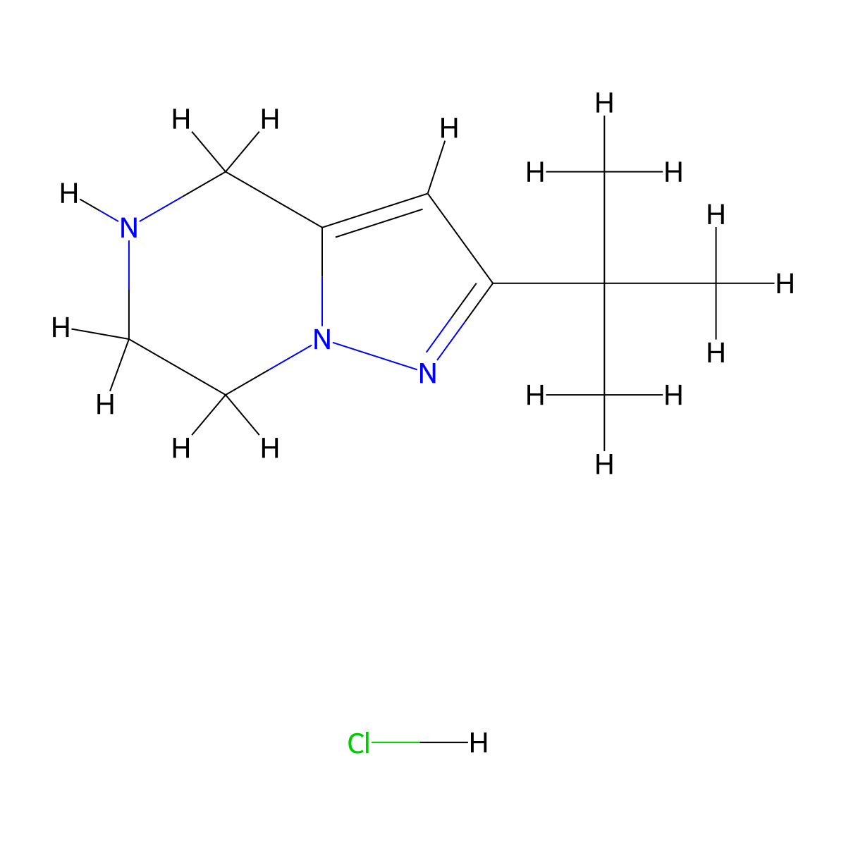 2-tert-butyl-4H,5H,6H,7H-pyrazolo(1,5-a)pyrazine hydrochloride molecular structure, CAS 2126163-03-7