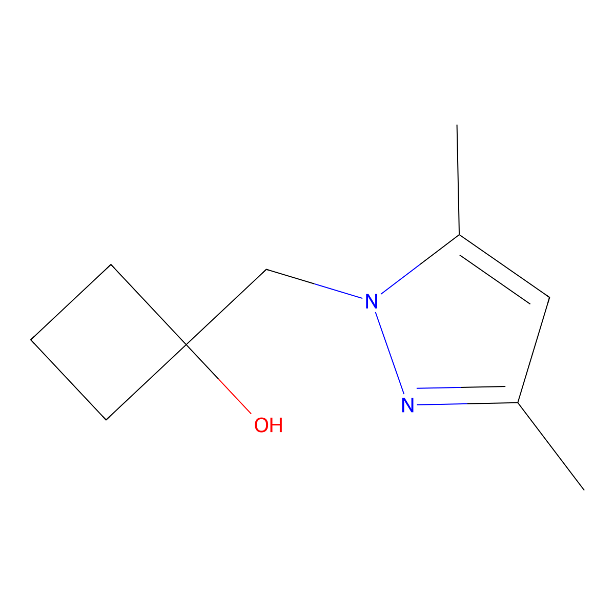 1-[(3,5-dimethyl-1H-pyrazol-1-yl)methyl]cyclobutan-1-ol molecular structure, CAS 2126163-22-0