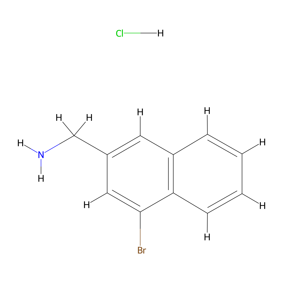 (4-Bromonaphthalen-2-yl)methanamine hydrochloride molecular structure, CAS 2126163-27-5