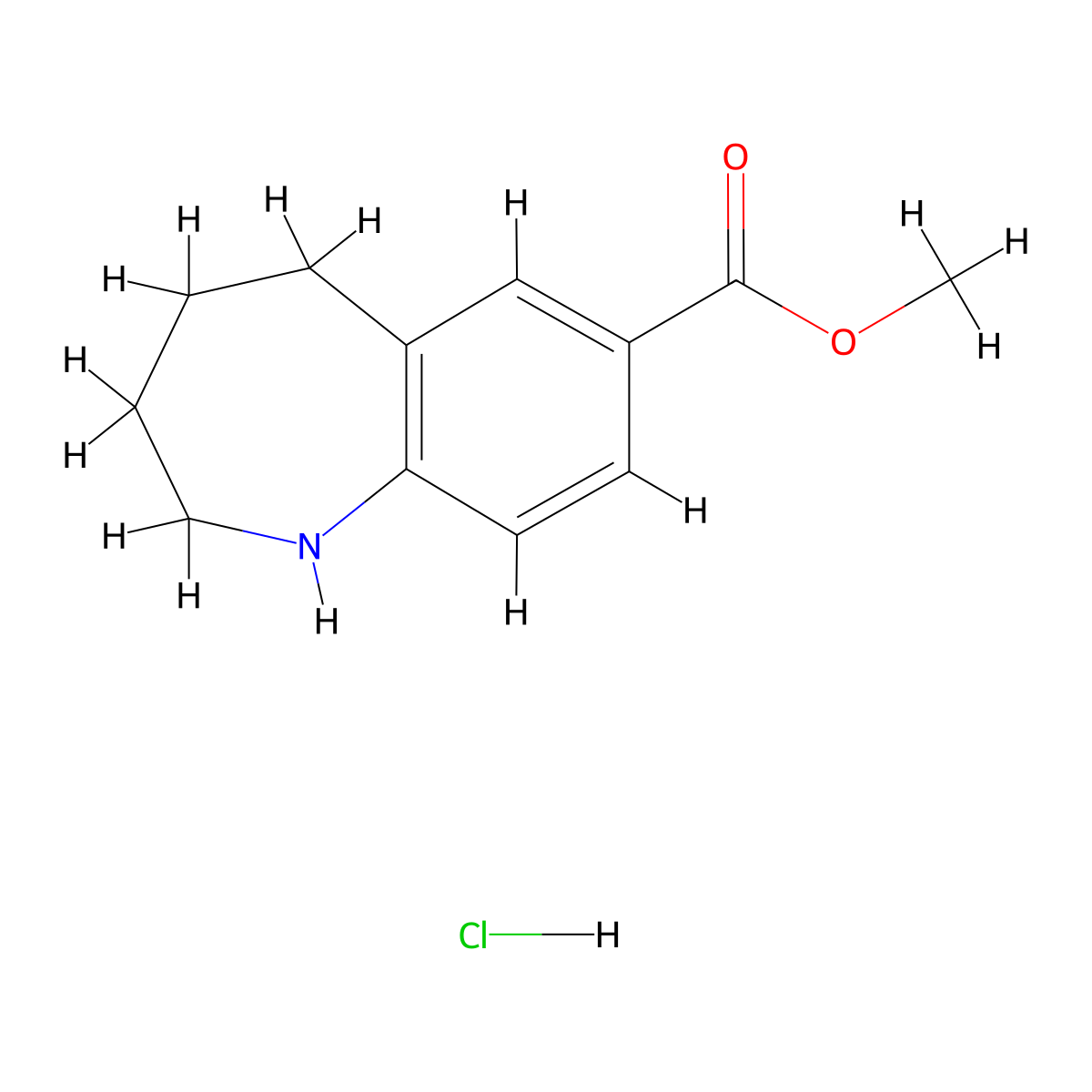 methyl 2,3,4,5-tetrahydro-1H-1-benzazepine-7-carboxylate hydrochloride molecular structure, CAS 2126163-44-6