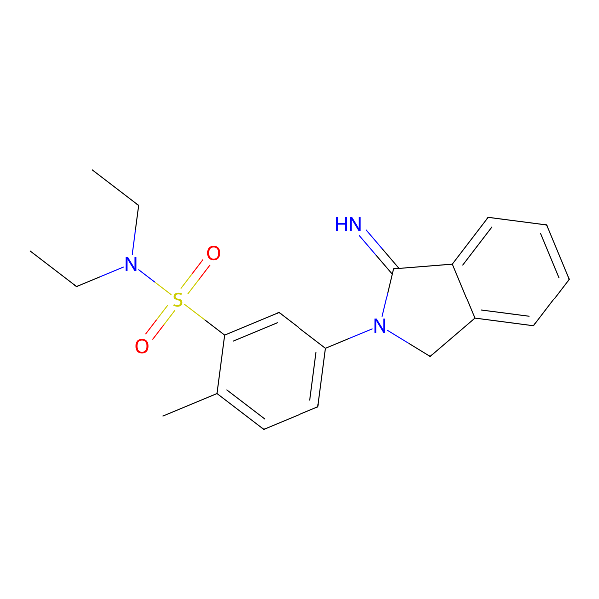 N,N-diethyl-5-(1-imino-2,3-dihydro-1H-isoindol-2-yl)-2-methylbenzene-1-sulfonamide molecular structure, CAS 2126163-72-0