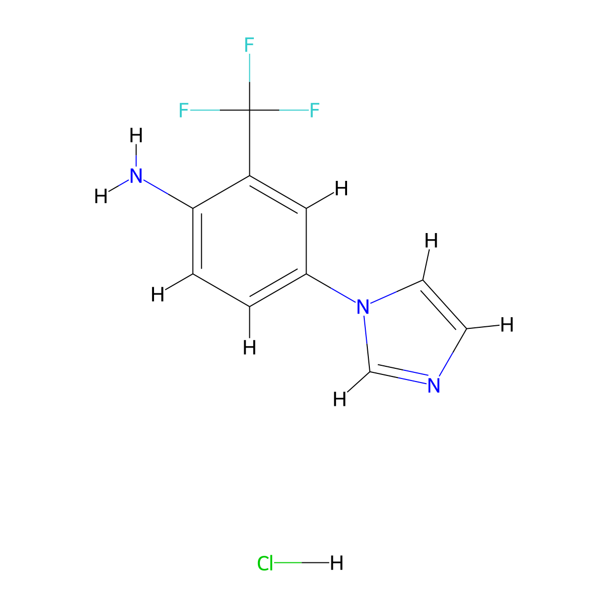 4-(1H-imidazol-1-yl)-2-(trifluoromethyl)aniline hydrochloride molecular structure, CAS 2126164-14-3