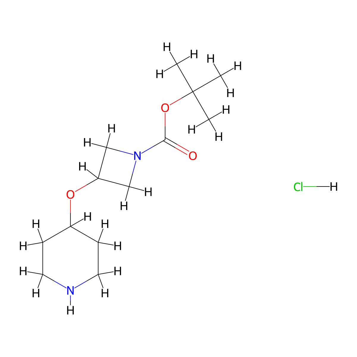 Tert-butyl 3-(piperidin-4-yloxy)azetidine-1-carboxylate hydrochloride molecular structure, CAS 2126176-76-7