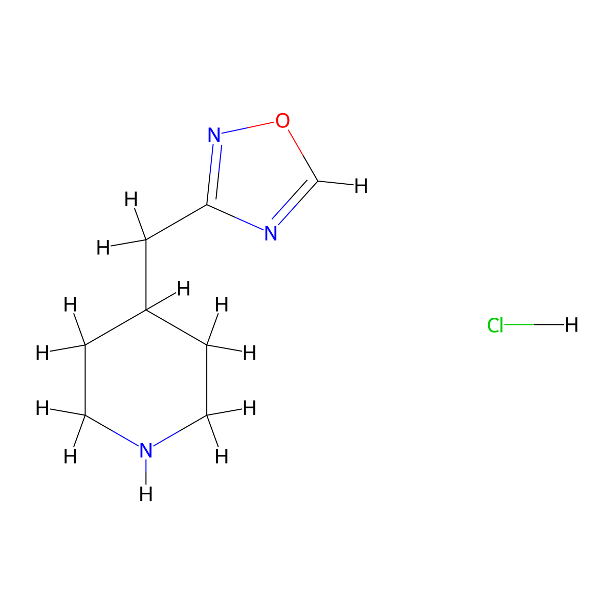 4-[(1,2,4-Oxadiazol-3-yl)methyl]piperidine hydrochloride molecular structure, CAS 2126176-79-0
