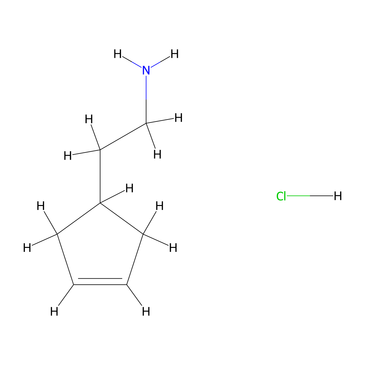 2-(Cyclopent-3-en-1-yl)ethan-1-amine hydrochloride molecular structure, CAS 2126176-81-4