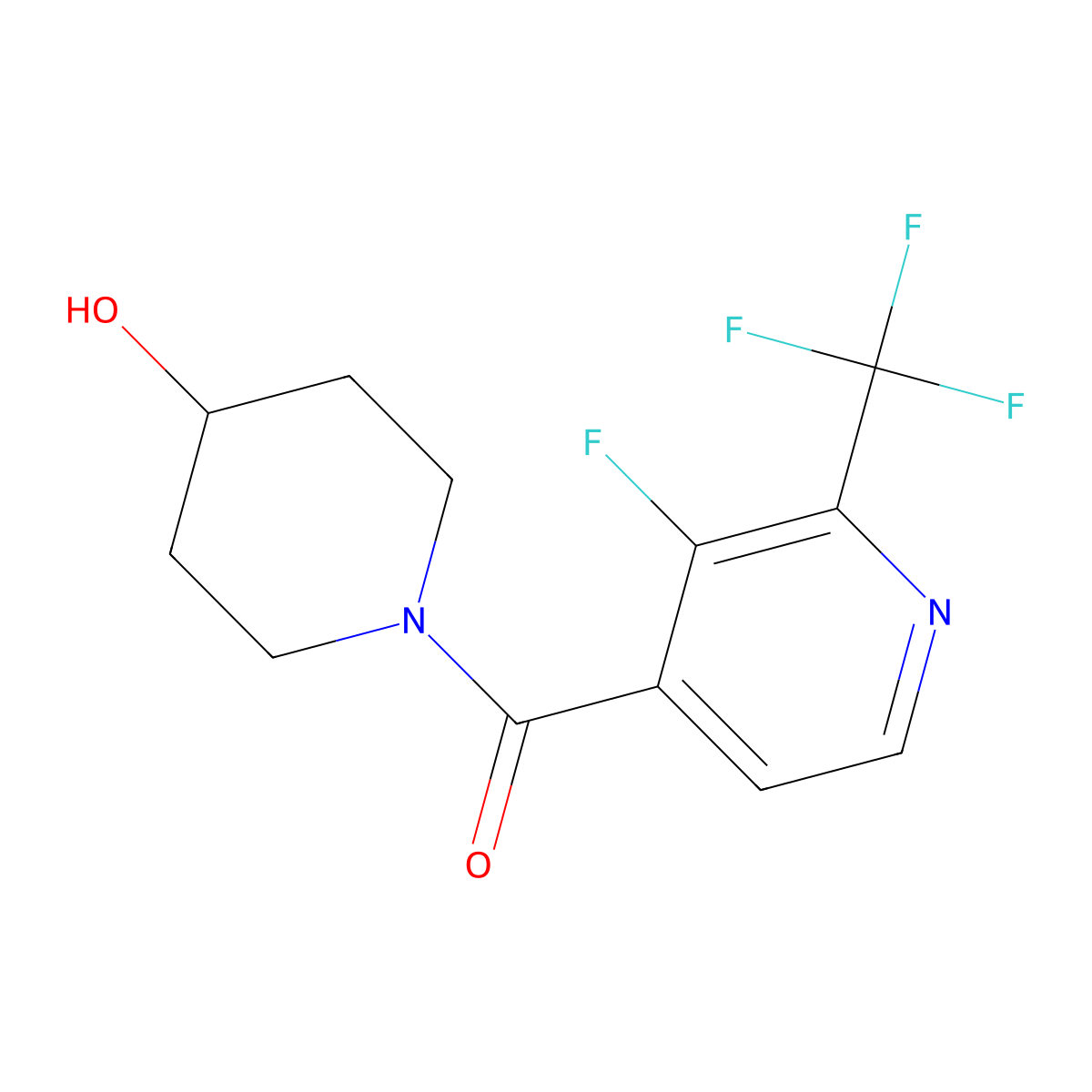 1-[3-Fluoro-2-(trifluoromethyl)pyridine-4-carbonyl]piperidin-4-OL molecular structure, CAS 2126176-86-9