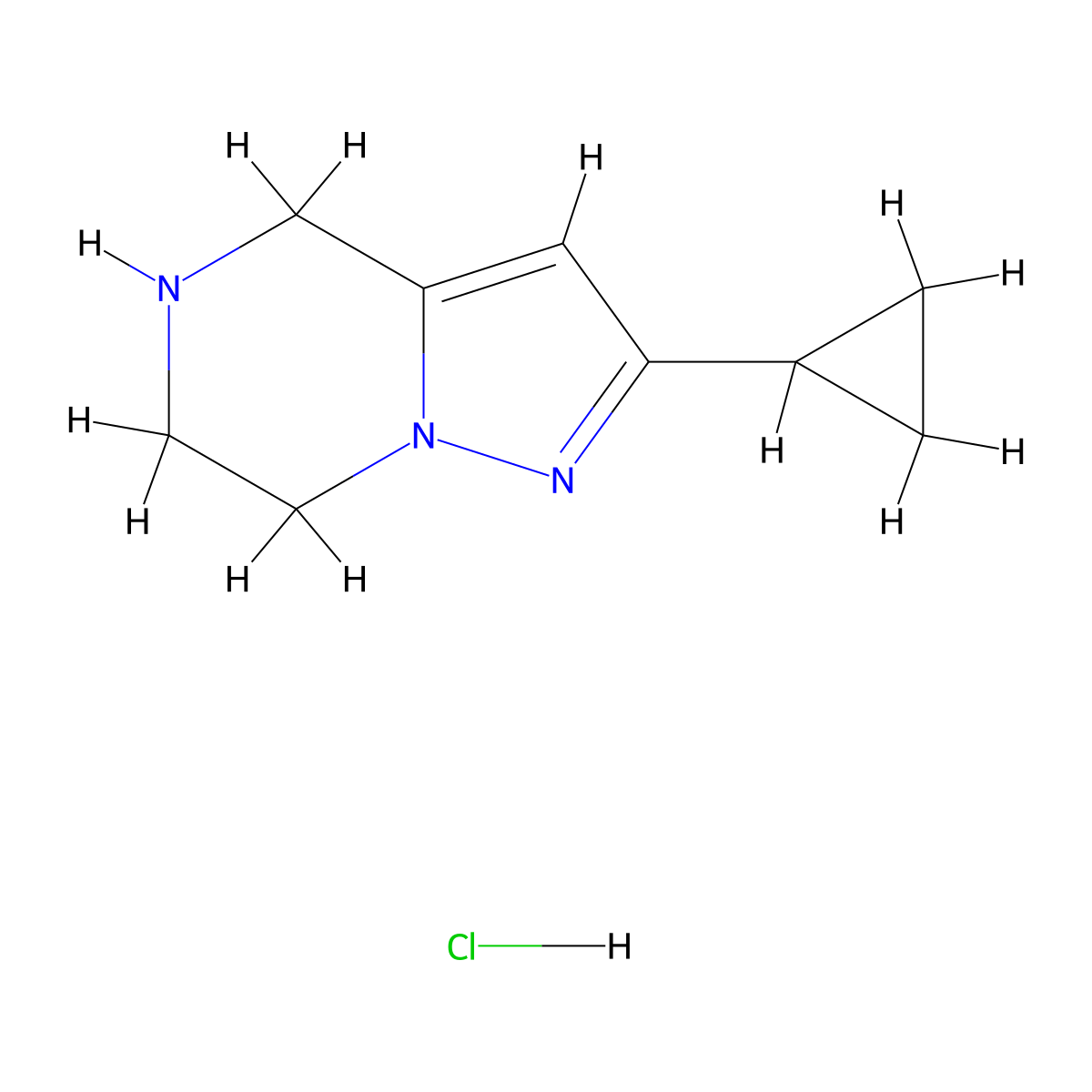 2-cyclopropyl-4H,5H,6H,7H-pyrazolo[1,5-a]pyrazine hydrochloride molecular structure, CAS 2126176-89-2
