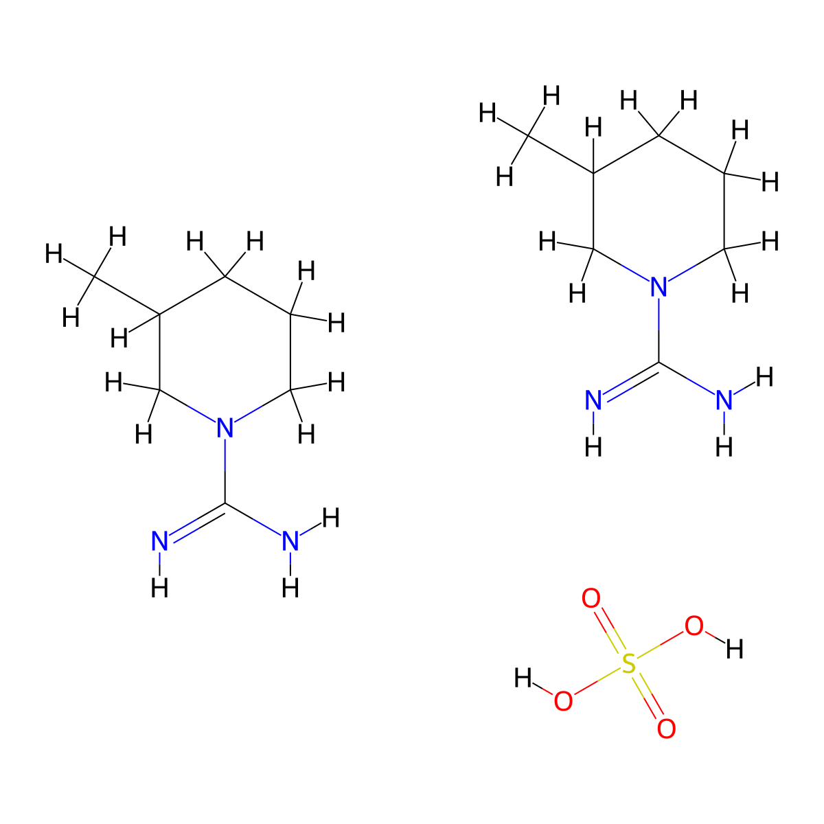 Bis(3-methylpiperidine-1-carboximidamide), sulfuric acid molecular structure, CAS 2126176-94-9