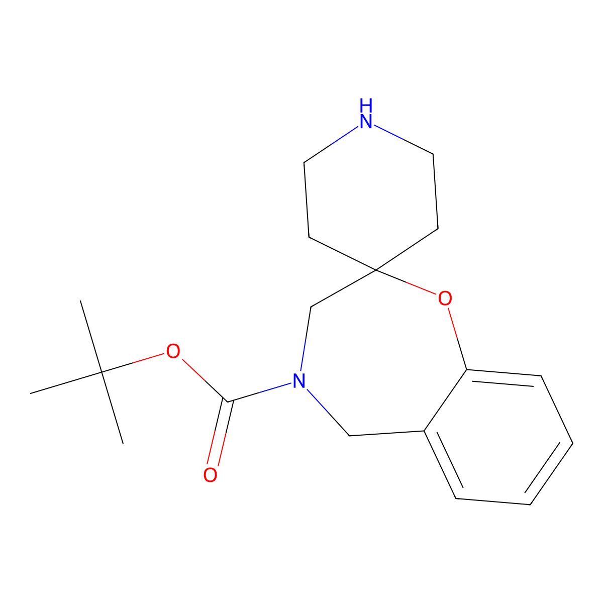 tert-butyl 4,5-dihydro-3H-spiro(1,4-benzoxazepine-2,4'-piperidine)-4-carboxylate molecular structure, CAS 2126177-04-4