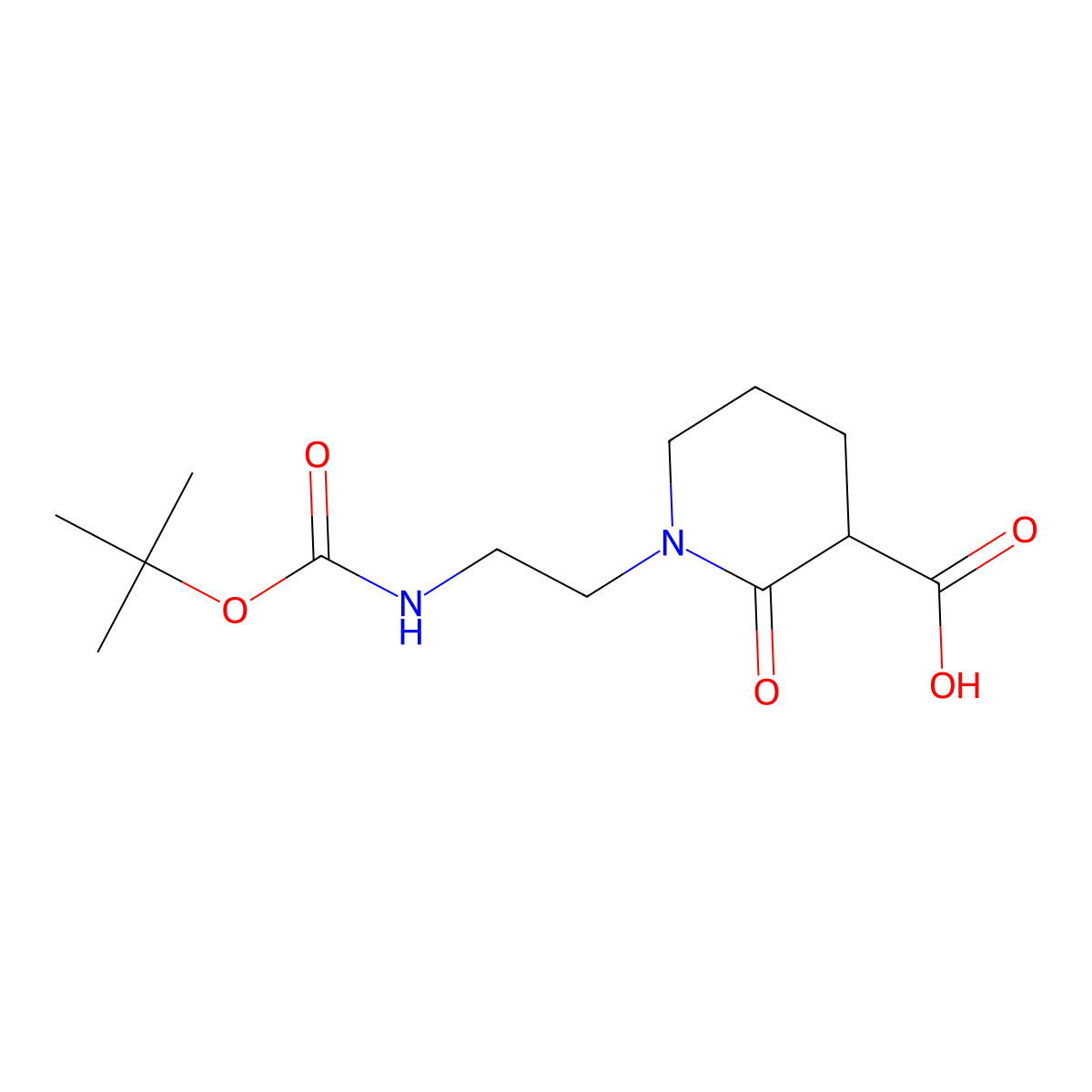 1-(2-(((Tert-butoxy)carbonyl)amino)ethyl)-2-oxopiperidine-3-carboxylic acid molecular structure, CAS 2126177-06-6