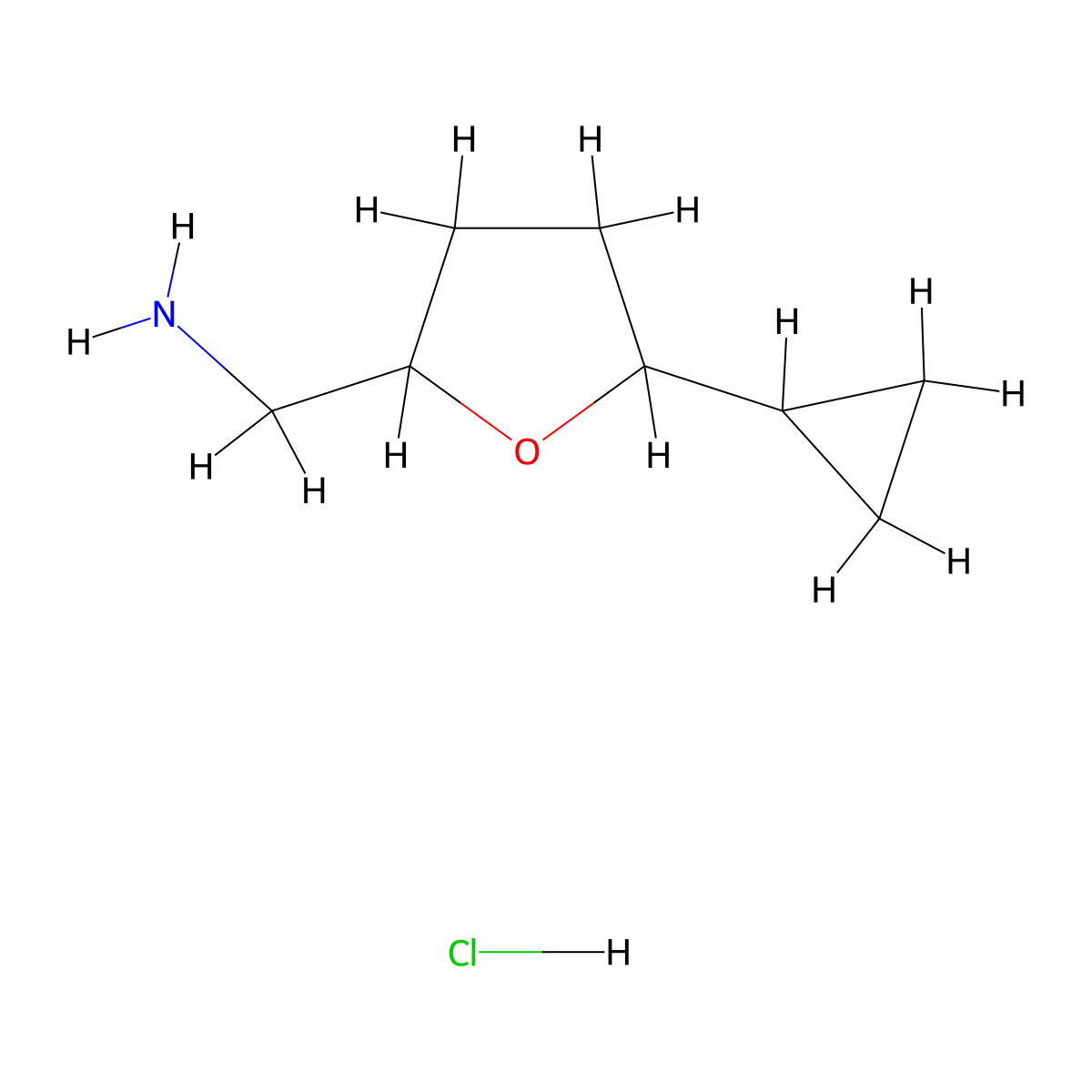 (5-Cyclopropyloxolan-2-yl)methanamine hydrochloride molecular structure, CAS 2126177-10-2