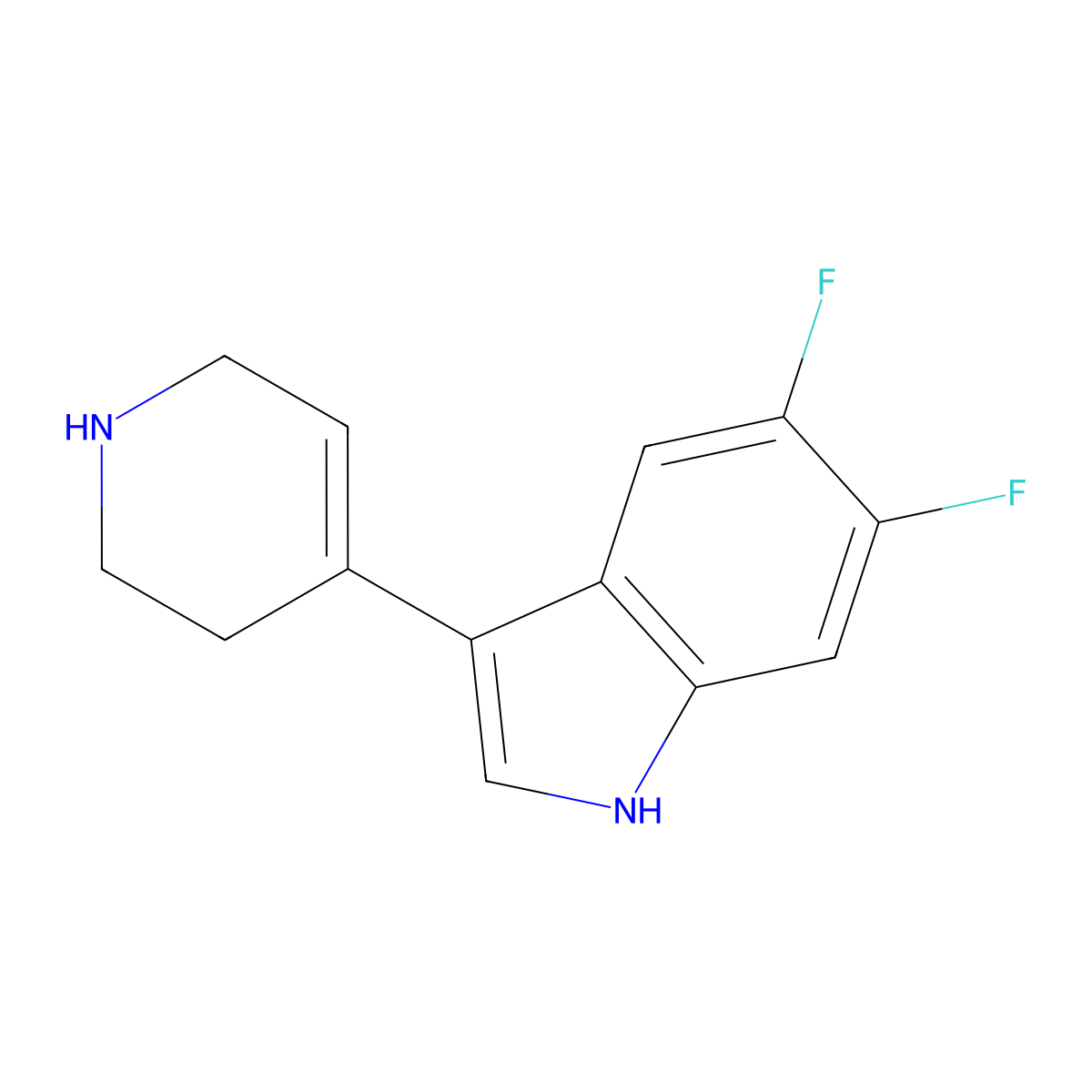 5,6-Difluoro-3-(1,2,3,6-tetrahydropyridin-4-yl)-1H-indole molecular structure, CAS 2126177-15-7