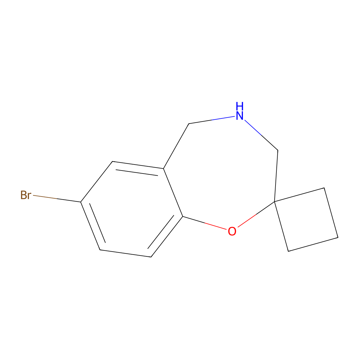 7-bromo-4,5-dihydro-3H-spiro[1,4-benzoxazepine-2,1'-cyclobutane] molecular structure, CAS 2126177-18-0