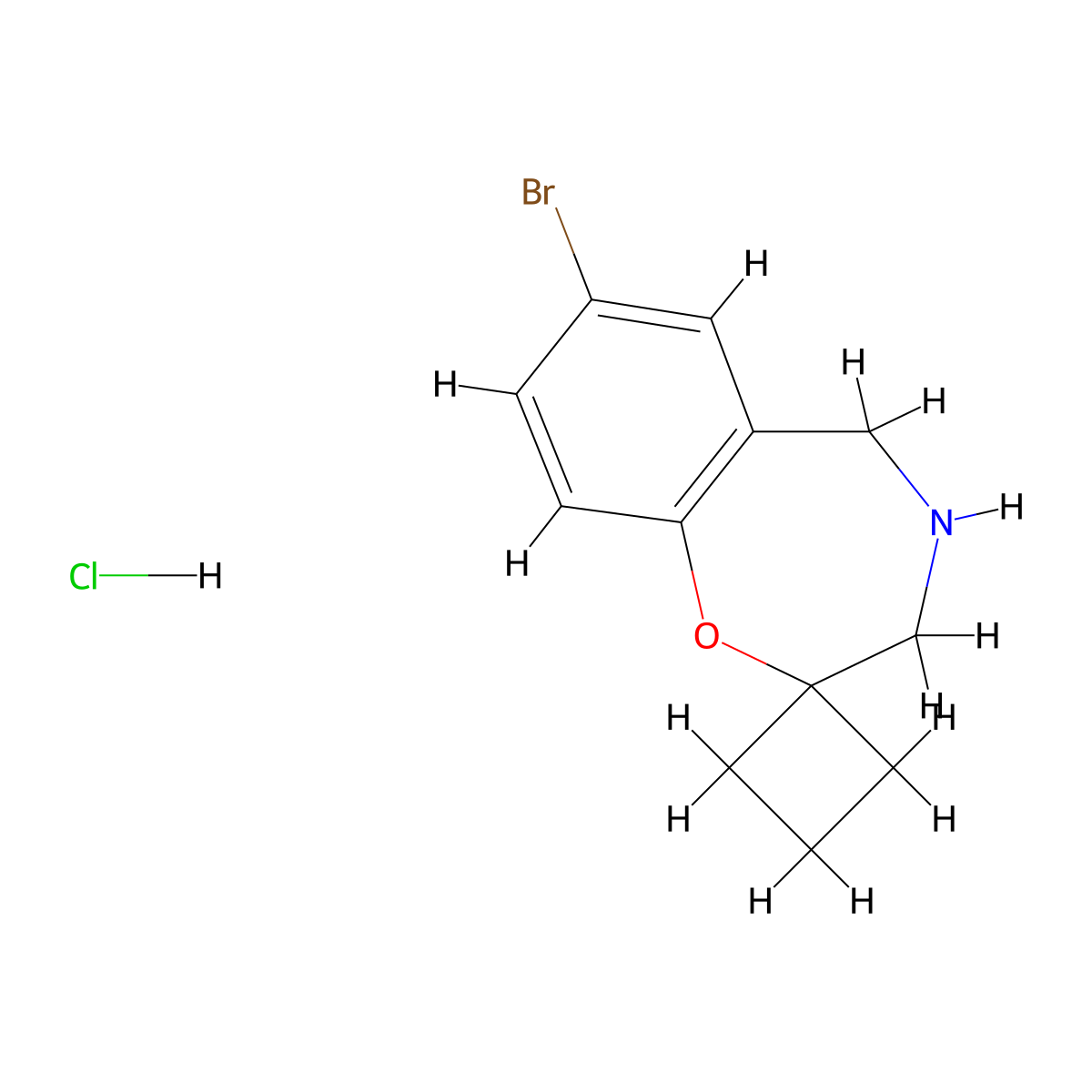 7-bromo-4,5-dihydro-3H-spiro[1,4-benzoxazepine-2,1'-cyclobutane] hydrochloride molecular structure, CAS 2126177-19-1