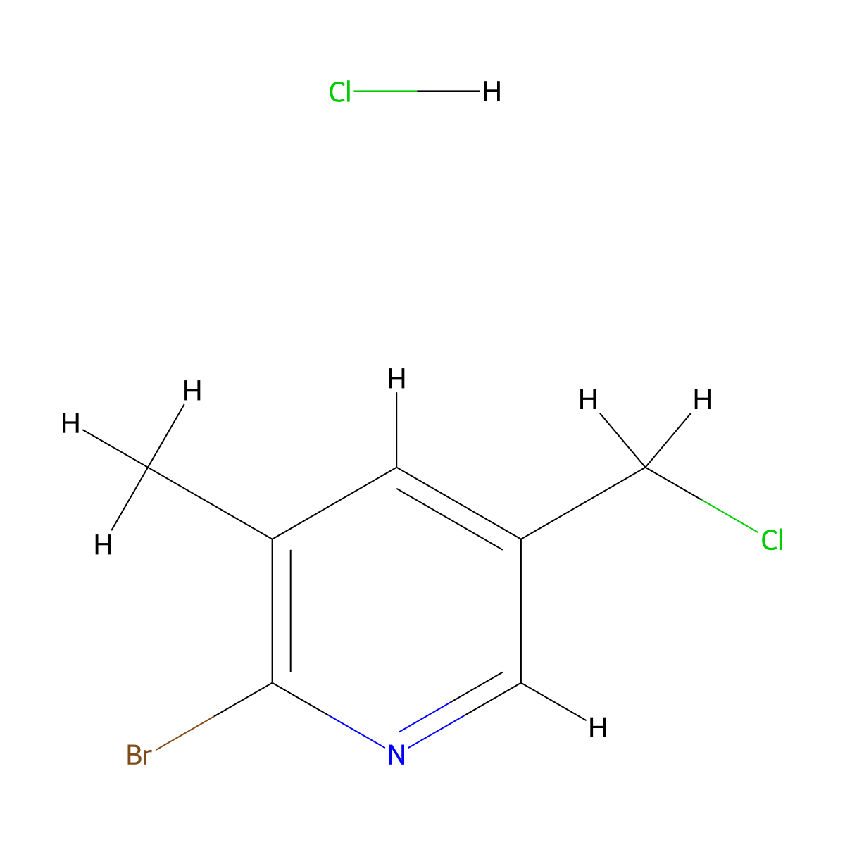 2-Bromo-5-(chloromethyl)-3-methylpyridine hydrochloride molecular structure, CAS 2126177-27-1