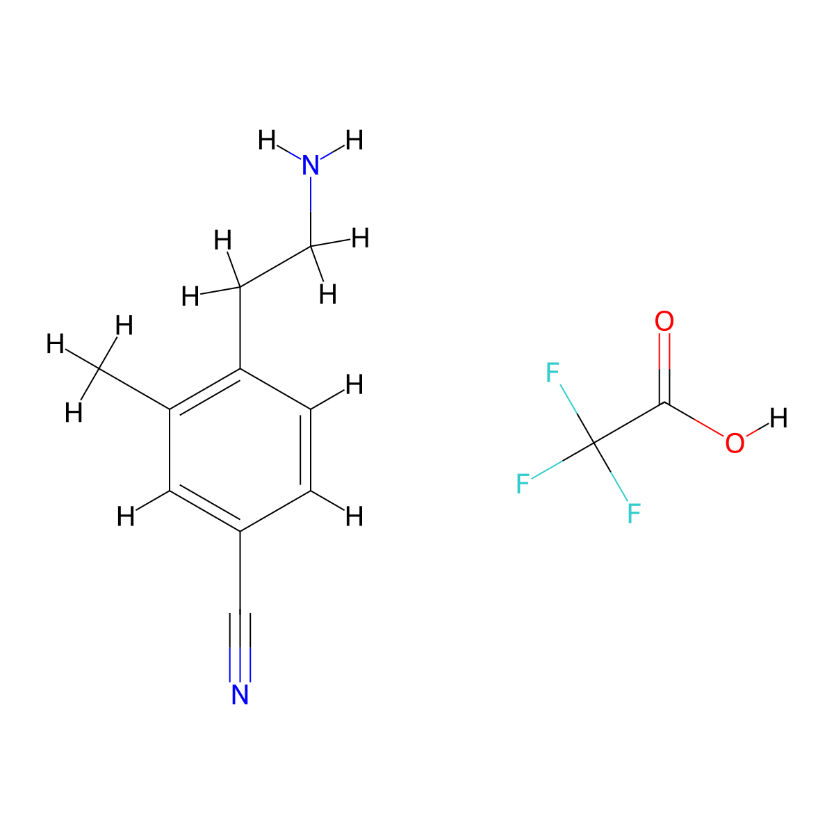 4-(2-Aminoethyl)-3-methylbenzonitrile, trifluoroacetic acid molecular structure, CAS 2126177-31-7