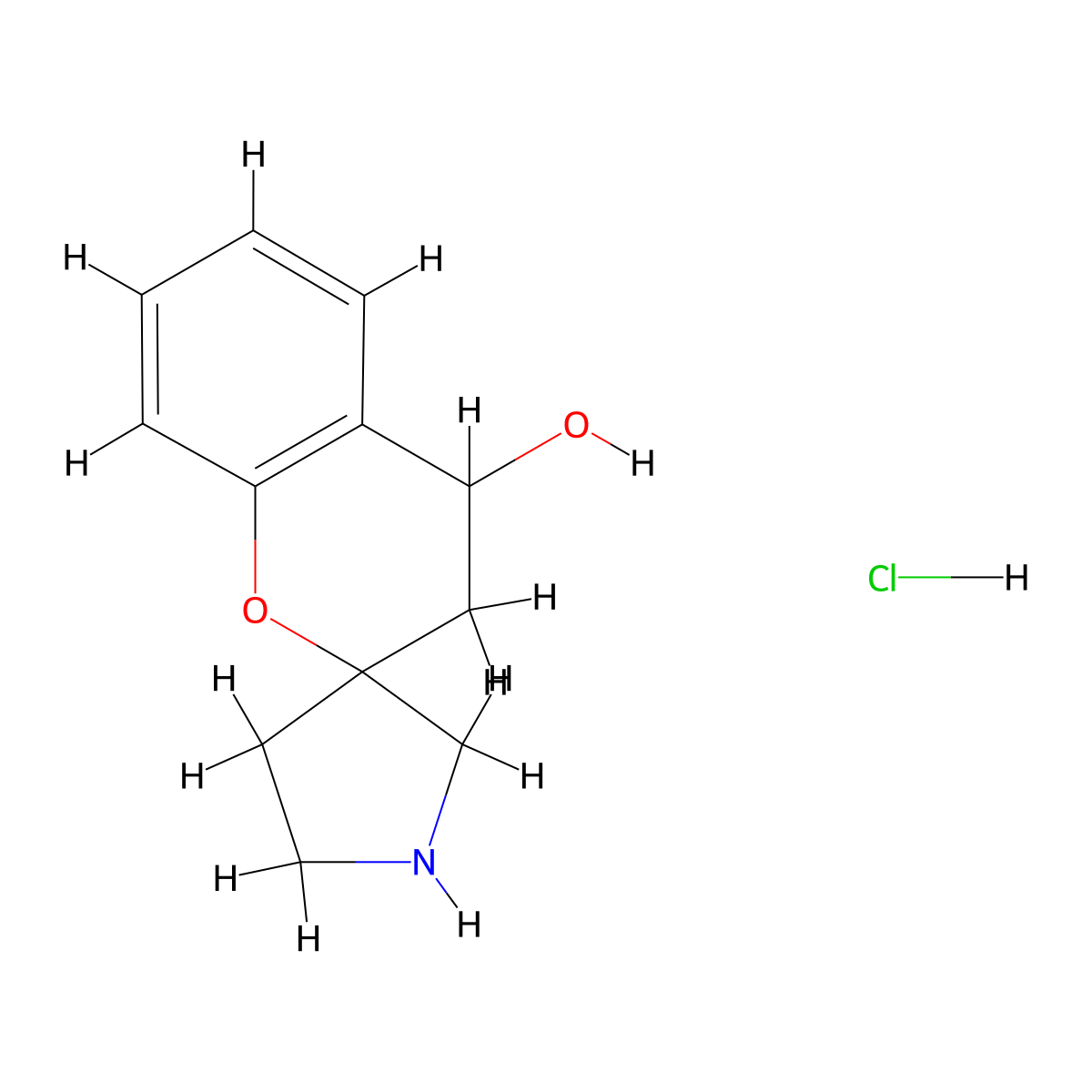 3,4-Dihydrospiro[1-benzopyran-2,3'-pyrrolidine]-4-ol hydrochloride molecular structure, CAS 2126177-39-5