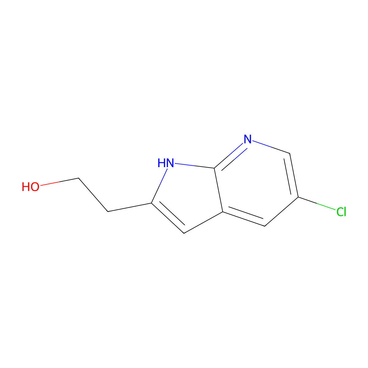 2-{5-chloro-1H-pyrrolo[2,3-b]pyridin-2-yl}ethan-1-ol molecular structure, CAS 2126177-41-9