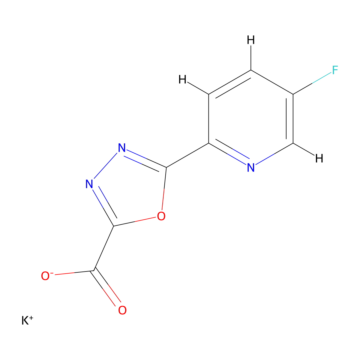 Potassium 5-(5-fluoropyridin-2-yl)-1,3,4-oxadiazole-2-carboxylate molecular structure, CAS 2126177-44-2