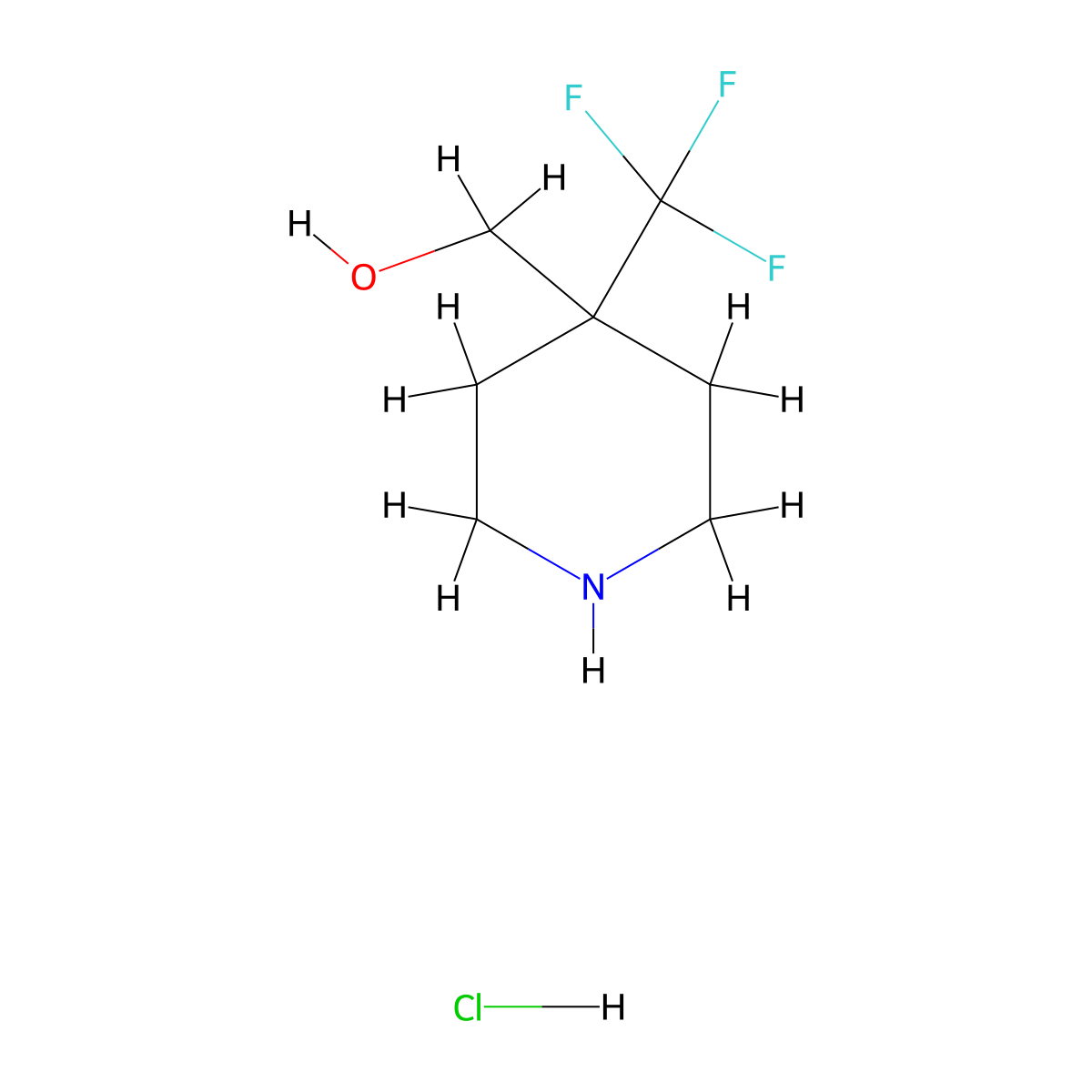 [4-(Trifluoromethyl)piperidin-4-yl]methanol hydrochloride molecular structure, CAS 2126177-46-4