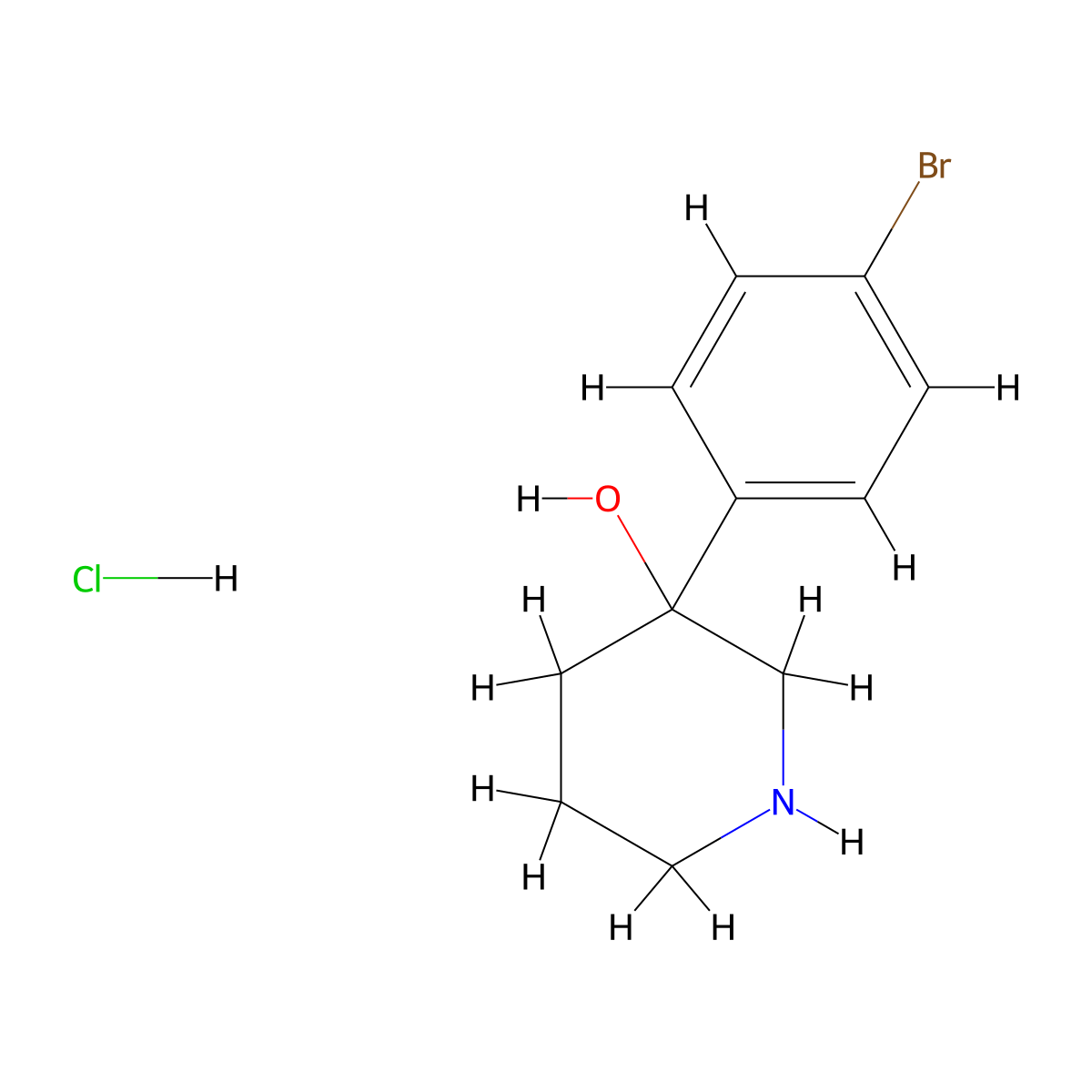 3-(4-Bromophenyl)piperidin-3-ol hydrochloride molecular structure, CAS 2126177-48-6
