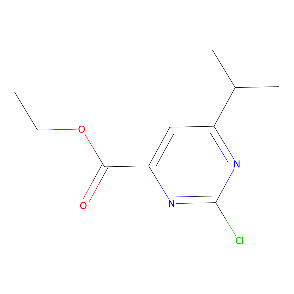 Ethyl 2-chloro-6-(propan-2-yl)pyrimidine-4-carboxylate molecular structure, CAS 2126177-53-3