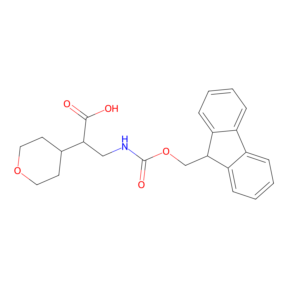 3-({[(9H-fluoren-9-yl)methoxy]carbonyl}amino)-2-(oxan-4-yl)propanoic acid molecular structure, CAS 2126177-56-6