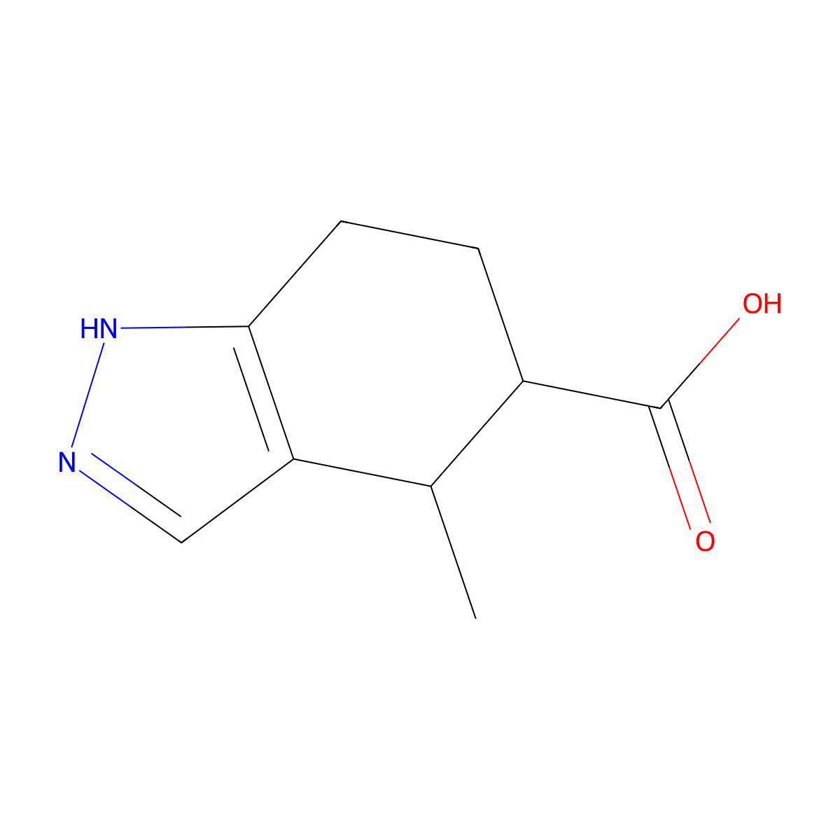 4-Methyl-4,5,6,7-tetrahydro-1H-indazole-5-carboxylic acid molecular structure, CAS 2126177-57-7