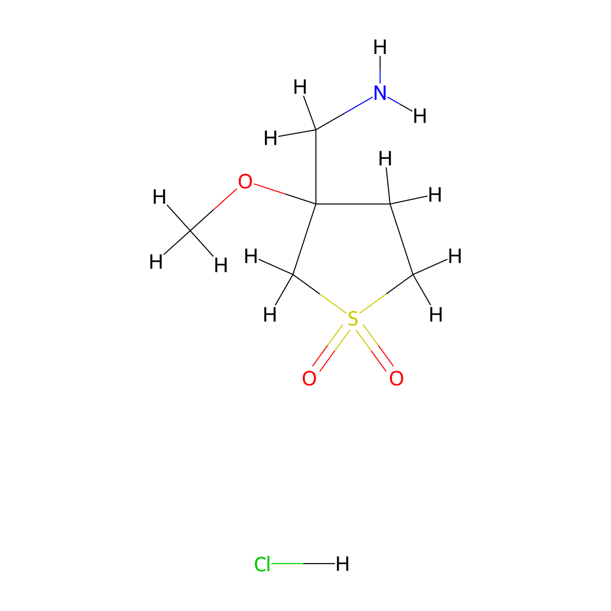 3-(Aminomethyl)-3-methoxy-1lambda6-thiolane-1,1-dione hydrochloride molecular structure, CAS 2126177-62-4
