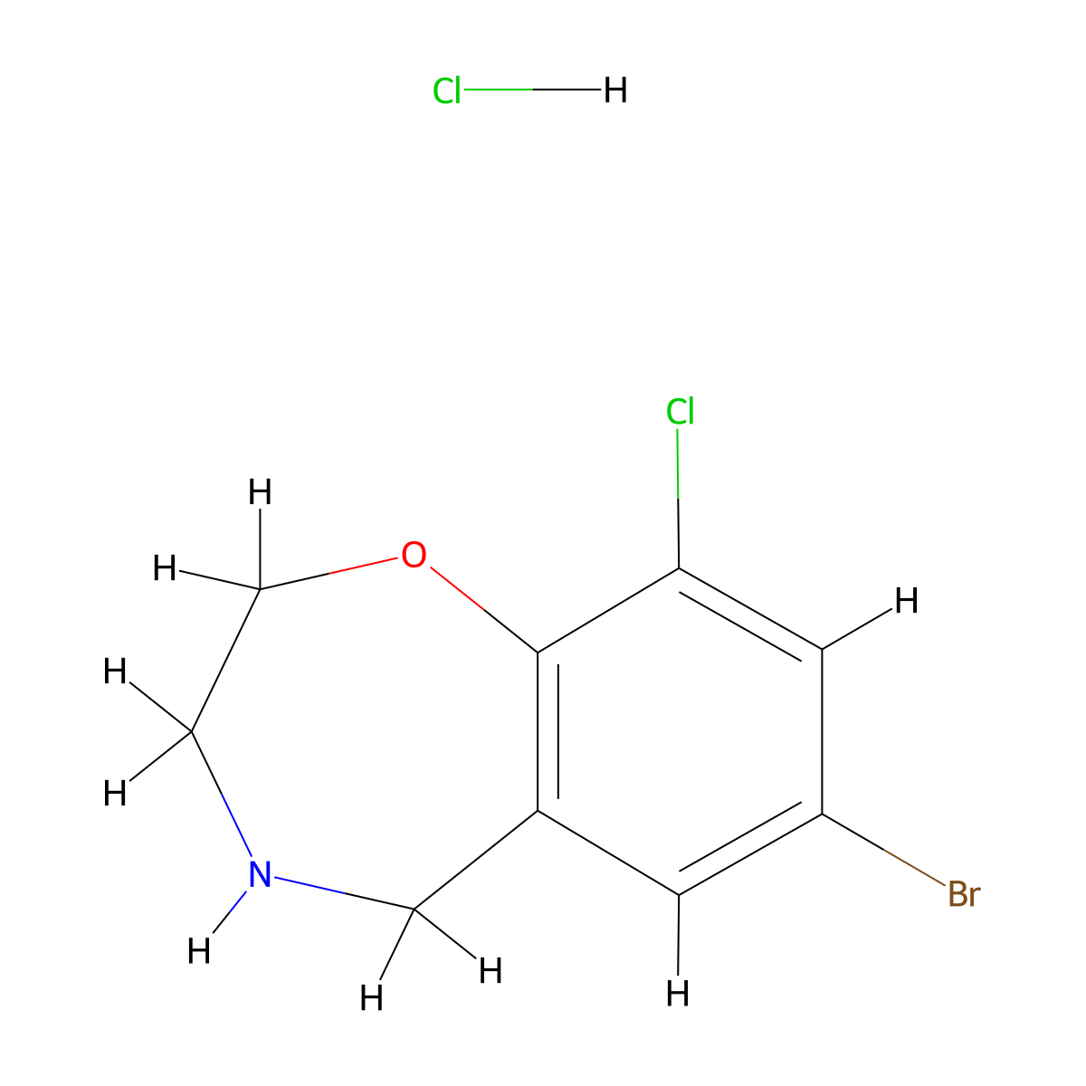 7-Bromo-9-chloro-2,3,4,5-tetrahydro-1,4-benzoxazepine hydrochloride molecular structure, CAS 2126177-64-6