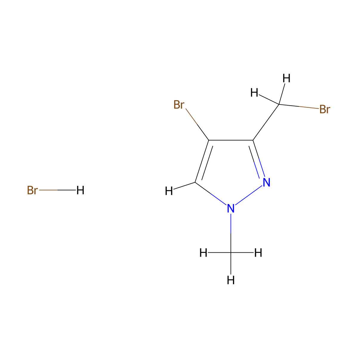 4-bromo-3-(bromomethyl)-1-methyl-1H-pyrazole hydrobromide molecular structure, CAS 2126177-73-7