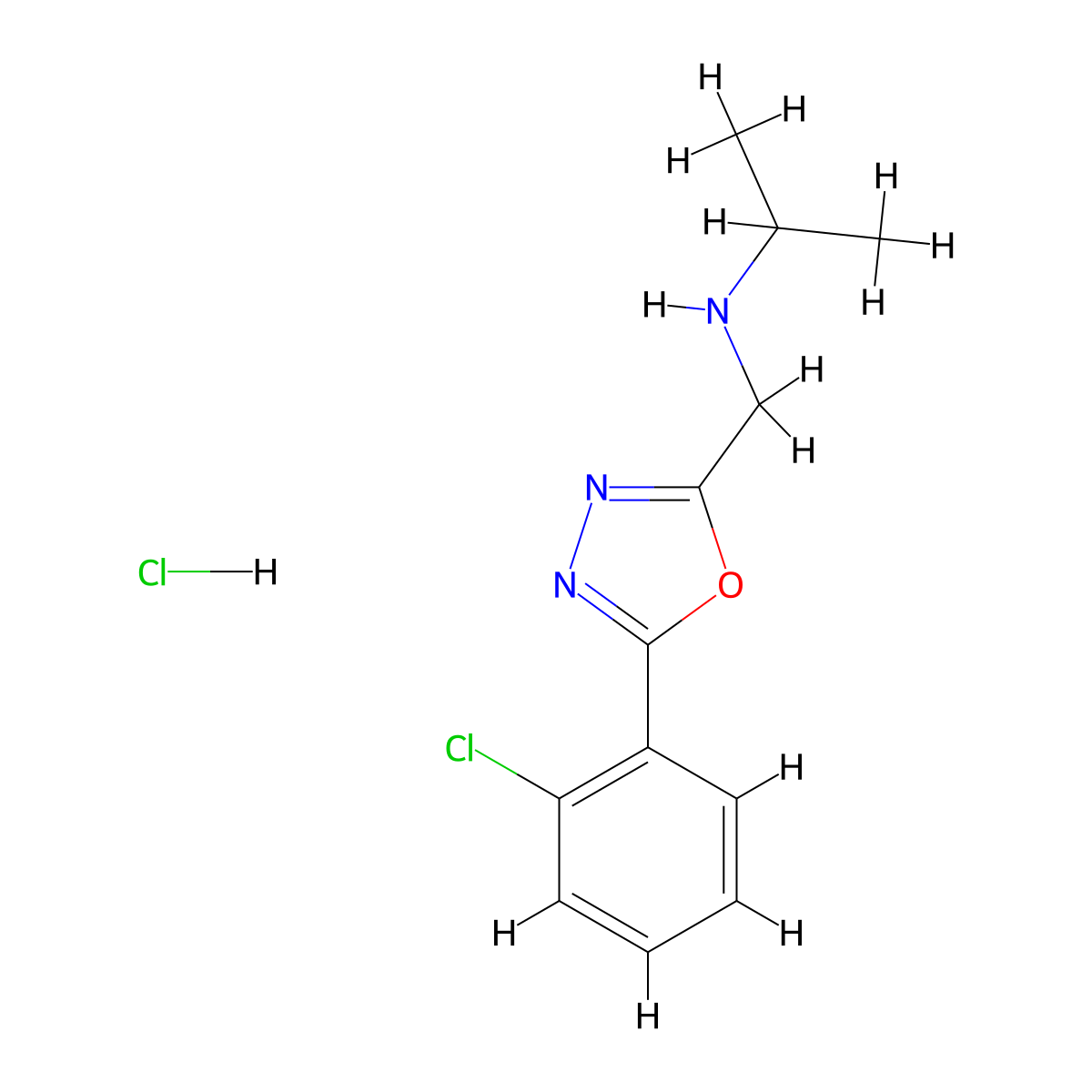 {[5-(2-Chlorophenyl)-1,3,4-oxadiazol-2-yl]methyl}(propan-2-yl)amine hydrochloride molecular structure, CAS 2126177-79-3