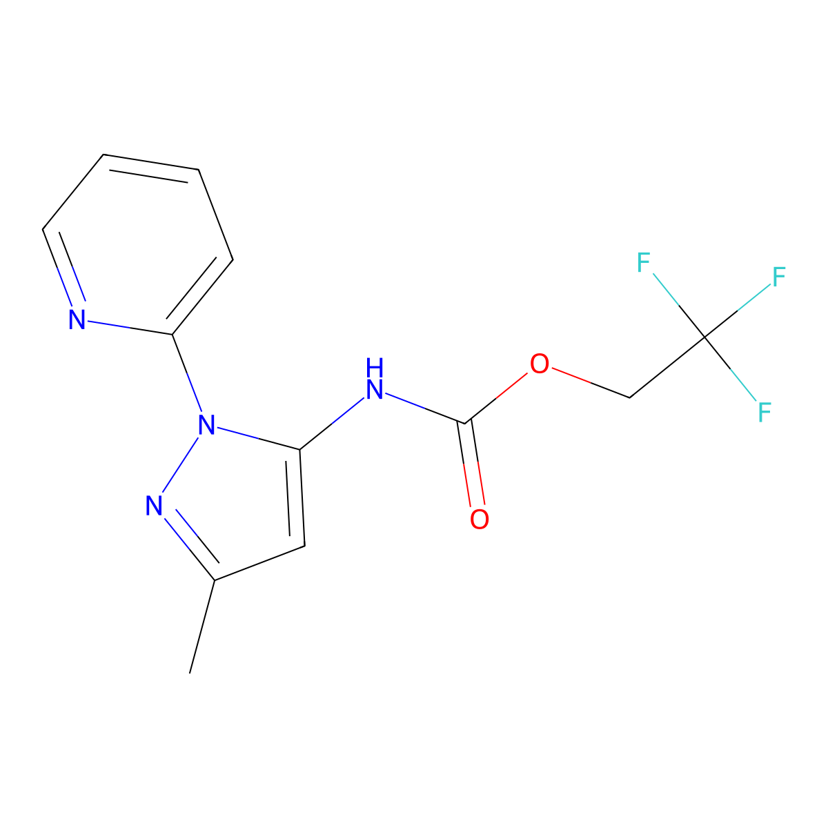 2,2,2-trifluoroethyl N-[3-methyl-1-(pyridin-2-yl)-1H-pyrazol-5-yl]carbamate molecular structure, CAS 2126177-80-6