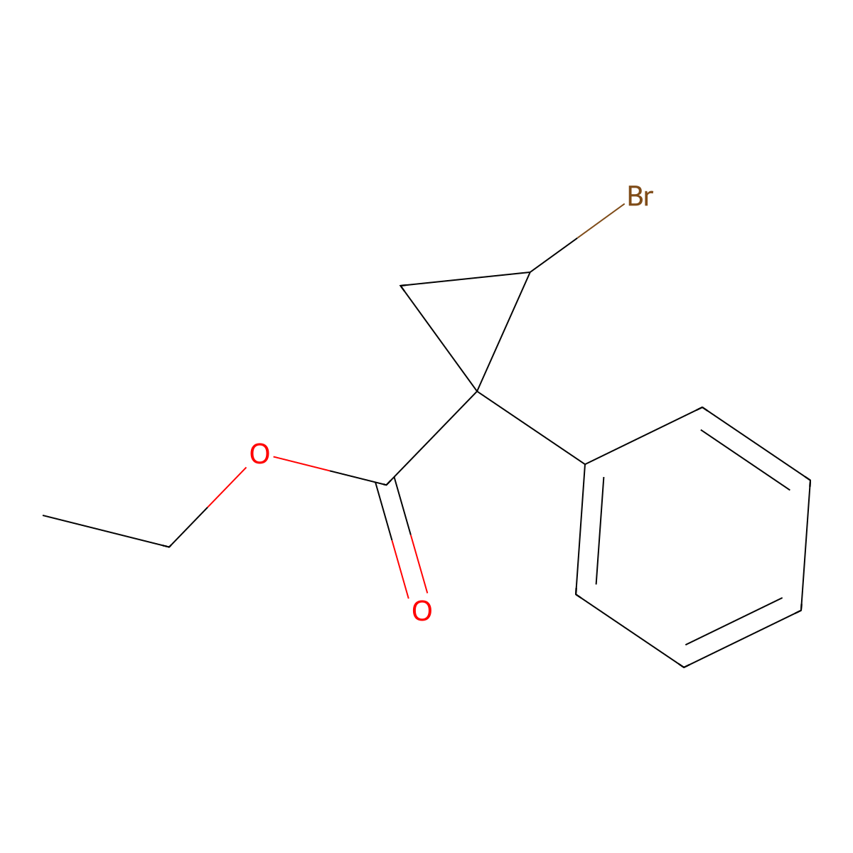 Ethyl 2-bromo-1-phenylcyclopropane-1-carboxylate molecular structure, CAS 2126177-82-8