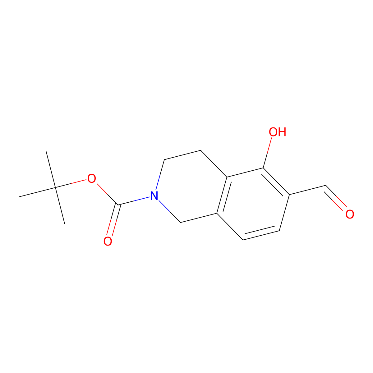 Tert-butyl 6-formyl-5-hydroxy-1,2,3,4-tetrahydroisoquinoline-2-carboxylate molecular structure, CAS 2126177-90-8
