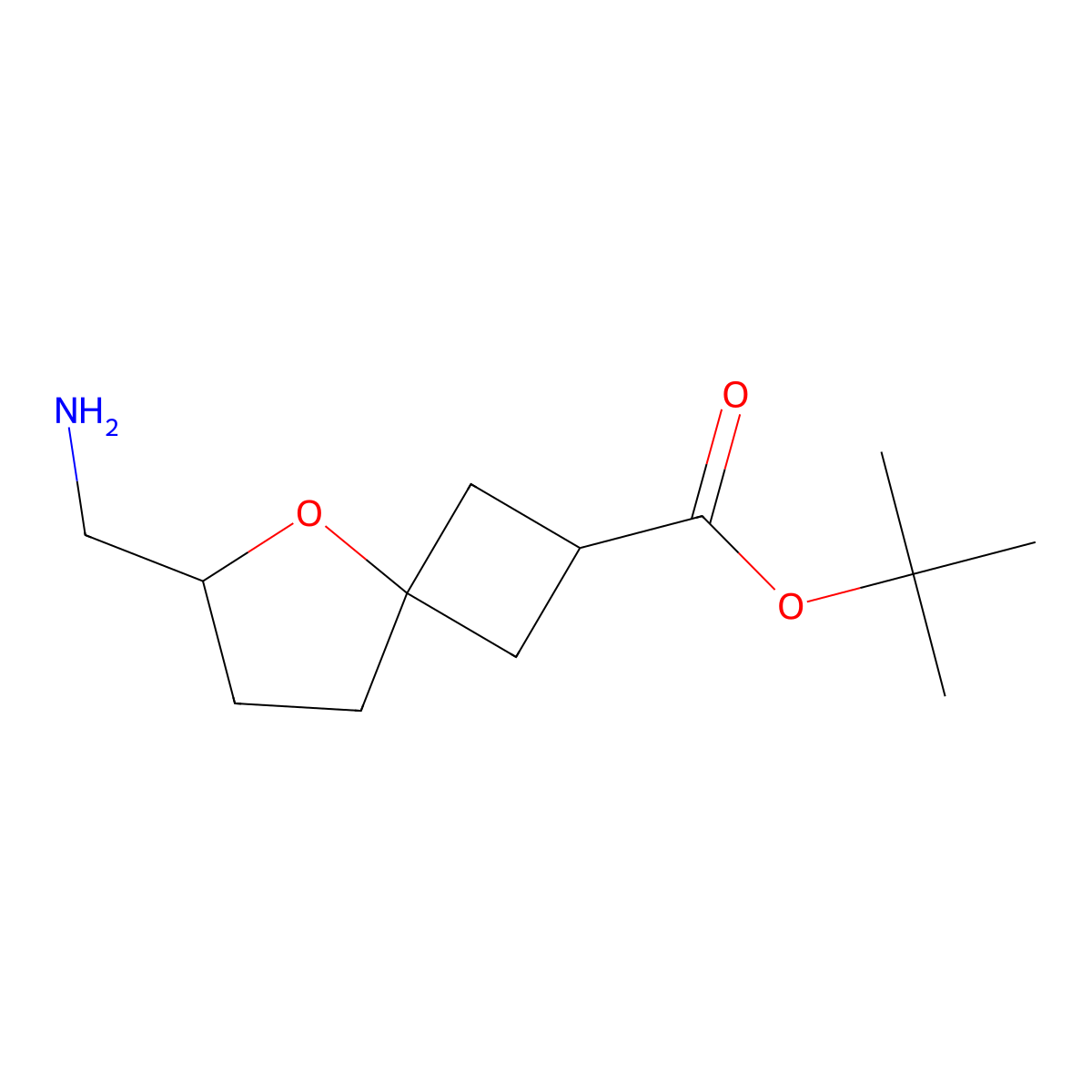 Tert-butyl 6-(aminomethyl)-5-oxaspiro(3.4)octane-2-carboxylate molecular structure, CAS 2126177-92-0