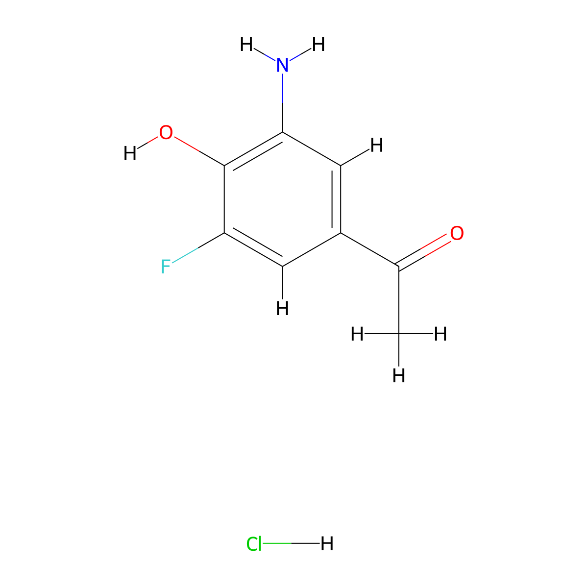 1-(3-Amino-5-fluoro-4-hydroxyphenyl)ethan-1-one hydrochloride molecular structure, CAS 2126177-96-4