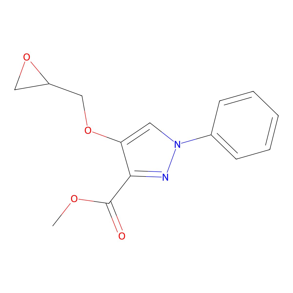 methyl 4-[(oxiran-2-yl)methoxy]-1-phenyl-1H-pyrazole-3-carboxylate molecular structure, CAS 2126177-98-6