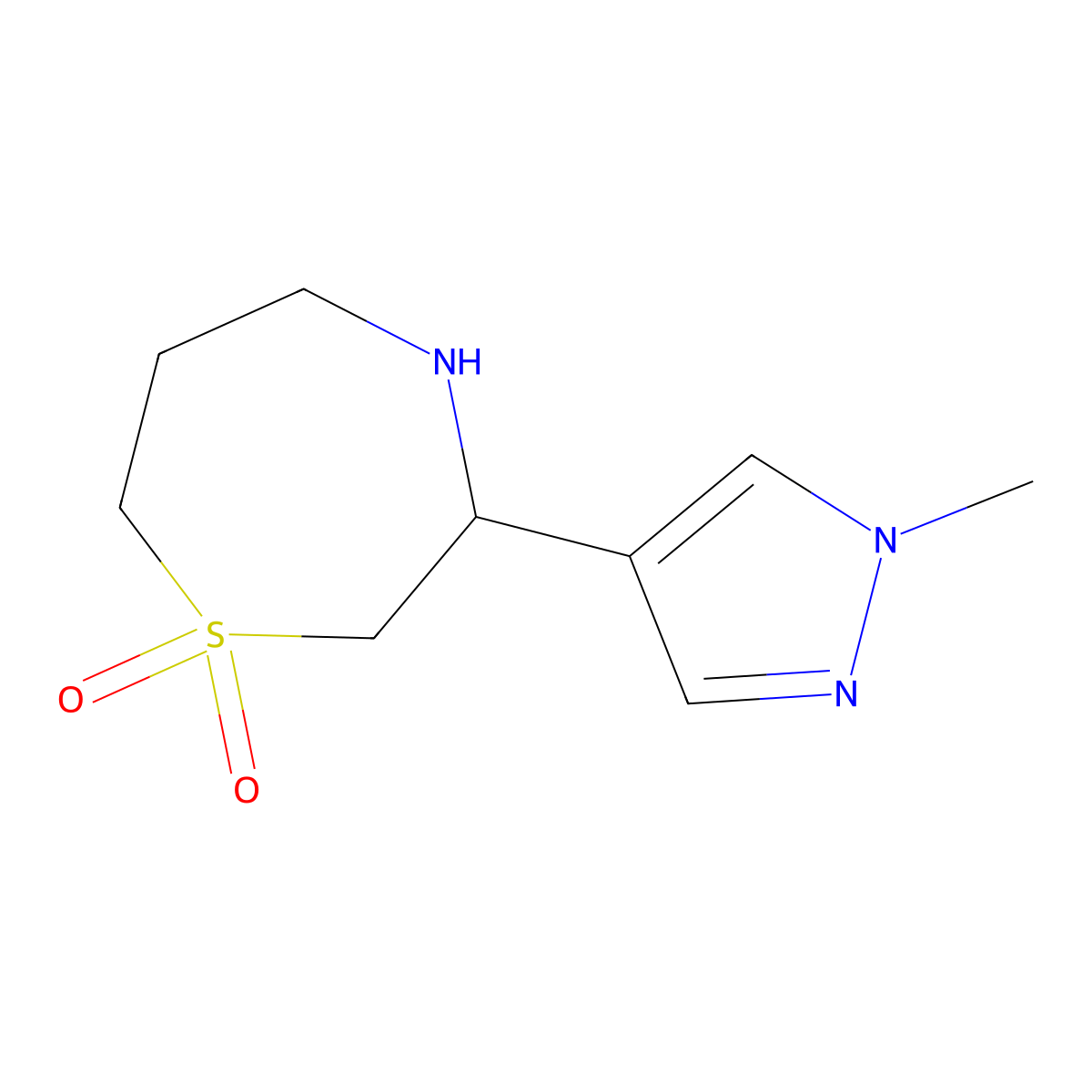 3-(1-methyl-1H-pyrazol-4-yl)-1lambda6,4-thiazepane-1,1-dione molecular structure, CAS 2126177-99-7