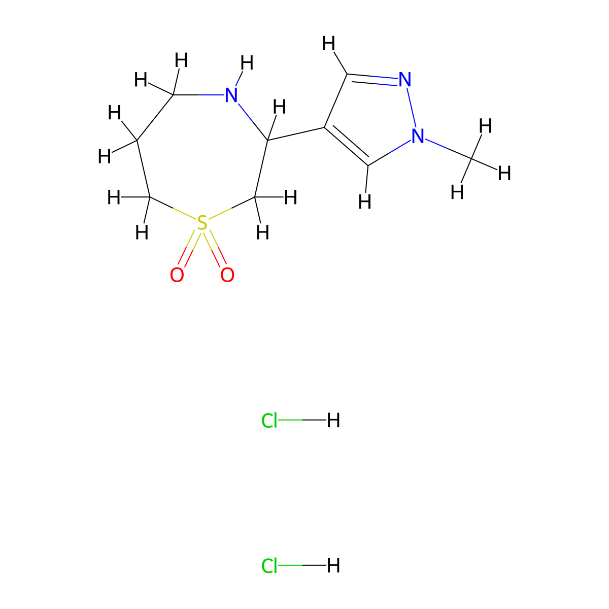 3-(1-methyl-1H-pyrazol-4-yl)-1lambda6,4-thiazepane-1,1-dione dihydrochloride molecular structure, CAS 2126178-00-3