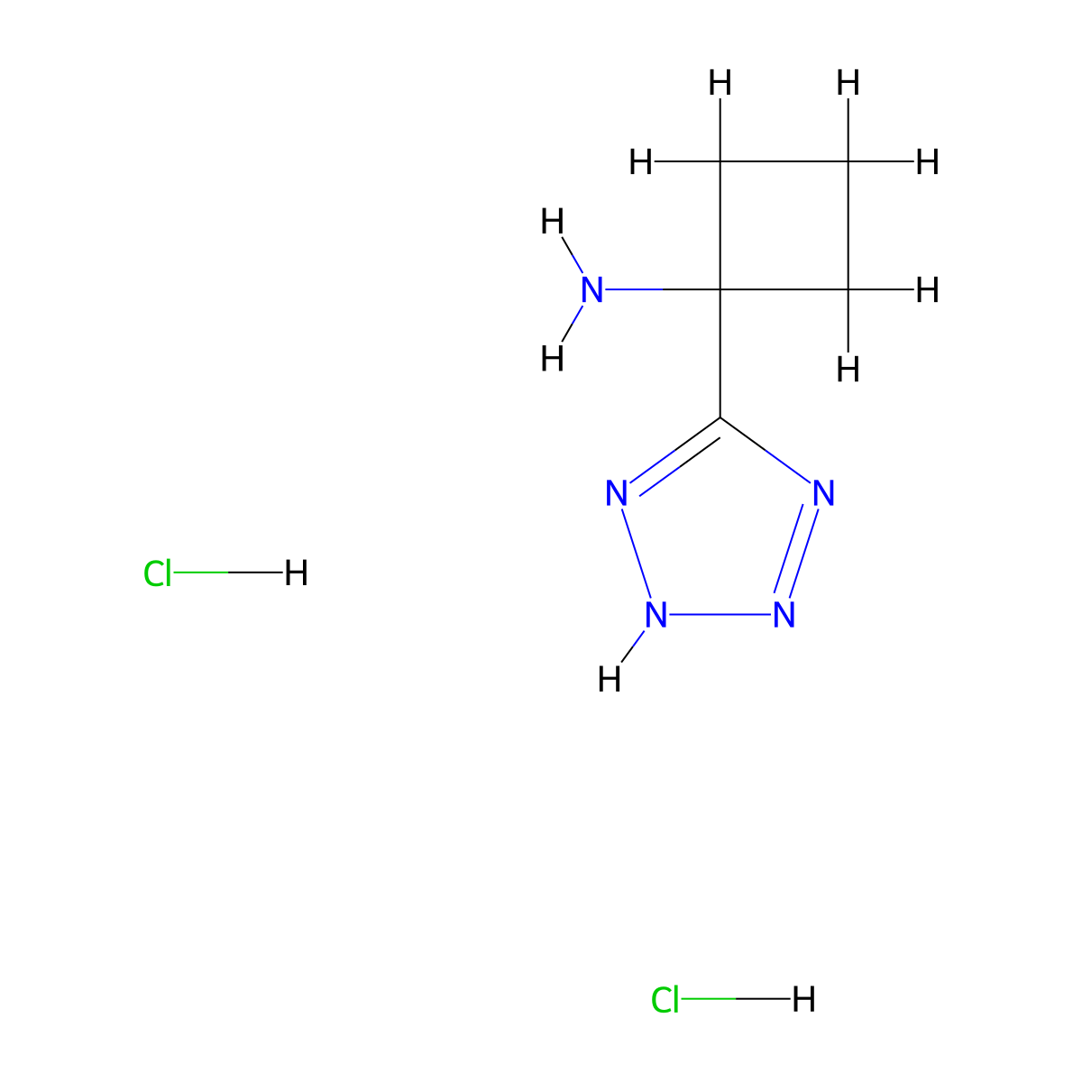 1-(1H-1,2,3,4-tetrazol-5-yl)cyclobutan-1-amine dihydrochloride molecular structure, CAS 2126178-03-6